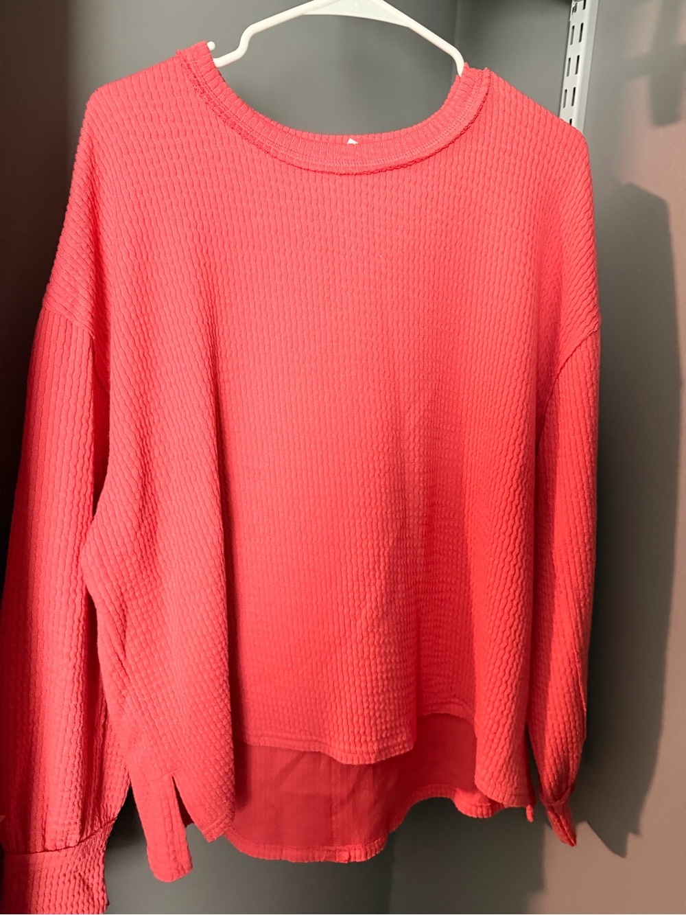Waffle Knit Sweater - Coral Pink